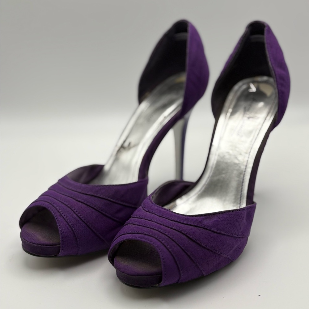 Anne Michelle Purple Peep-Toe Heels